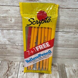 Vintage SCRIPTO Mechanical Pencils 7 Yellow Pencils 1 Red With Red Lead 1987 USA